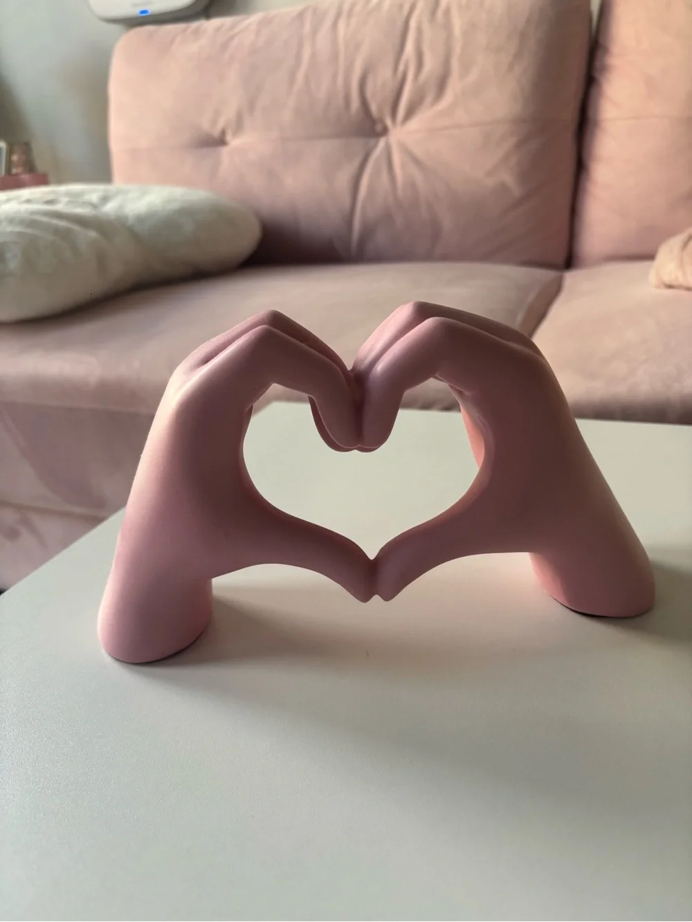 Pink Hand Heart Sculpture Decorative Accent